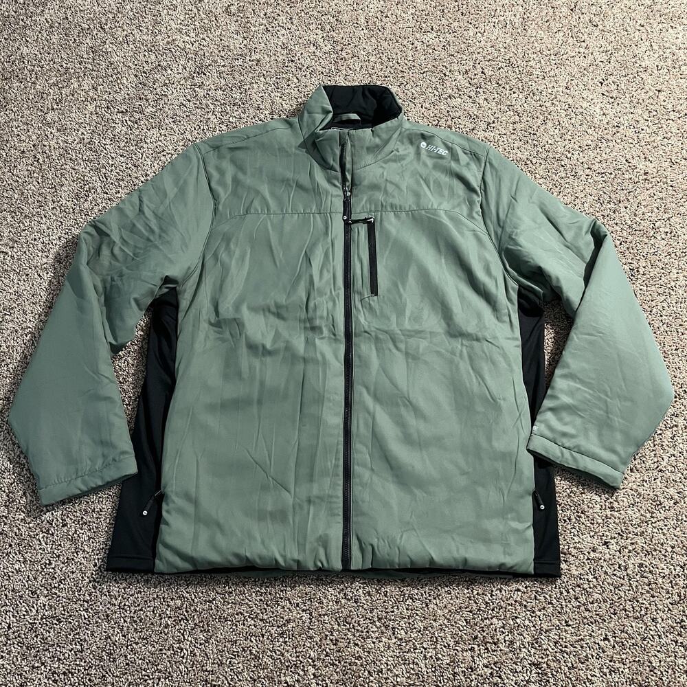 Hi-Tec Jacket Mens Extra Large Green Dri-Tec Water Repellent‎ Insulated Full Zip